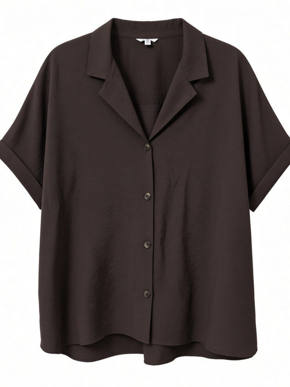 Reitmans Dark Brown Short Sleeve Camp Collar Button Up Blouse XXL
